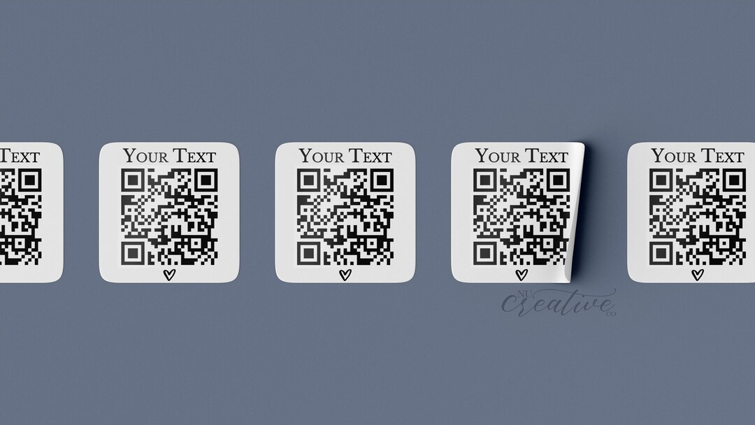 Custom Text QR Code Sticker, Your Text URL, Custom Code Heart Sticker ...