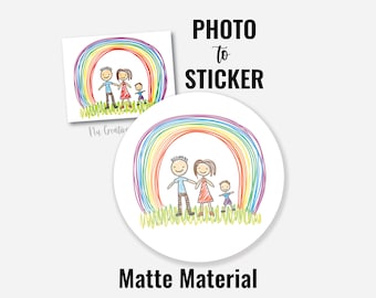 Custom photo to Sticker - round matte material - kids photo - choose size, color, picture - Write on them See PHOTOS 4more INFO TBDesigned