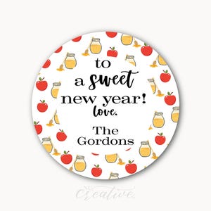 Rosh Hashanah Happy New Year Personalized Round Stickers - matte Chag Sameach- Jewish Holiday%pro