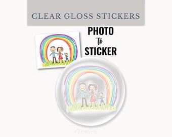 Custom photo to Sticker - round CLEAR gloss material - kids photo - choose size, color, picture - L.P.  %pro