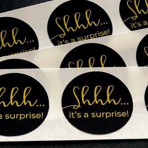 Shhh It's a surprise Stickers, Surprise, It's a surprise, Party, Gender Reveal, Baby Shower Surprise, matte See PHOTOS for more INFO image 5