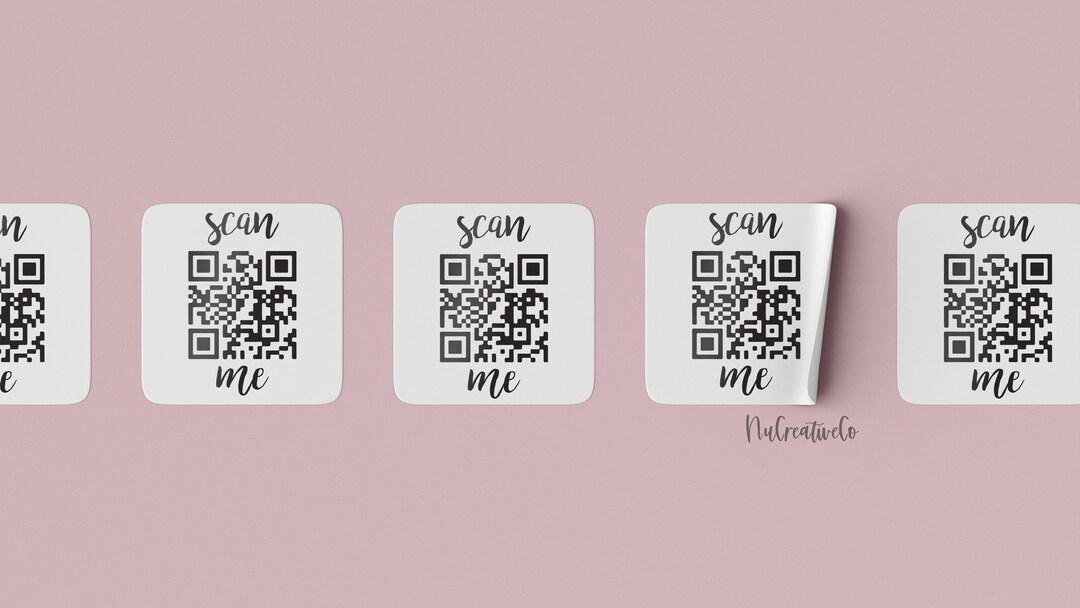 Custom QR Code Scan Me Labels Reorder Review 1 Square Stickers Business ...