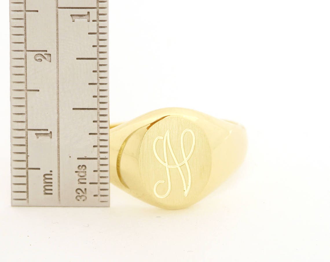 Signet Gold Script Rings10k Ring14k Solid Gold Ringinitial - Etsy