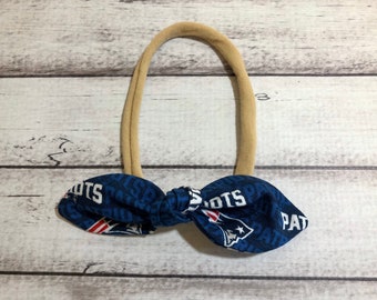New England Patriots Football Elastic Nylon Stretch Knot Bow One Size Headband Little Baby Girl Toddler Bow Bows Infant Hair Accessories