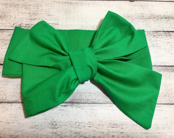 Green Glam Headwrap Headband Toddler Big Bow Bows Headbands Infant Little Baby Girl Tied Headwraps Newborn Hair St Patrick’s Day