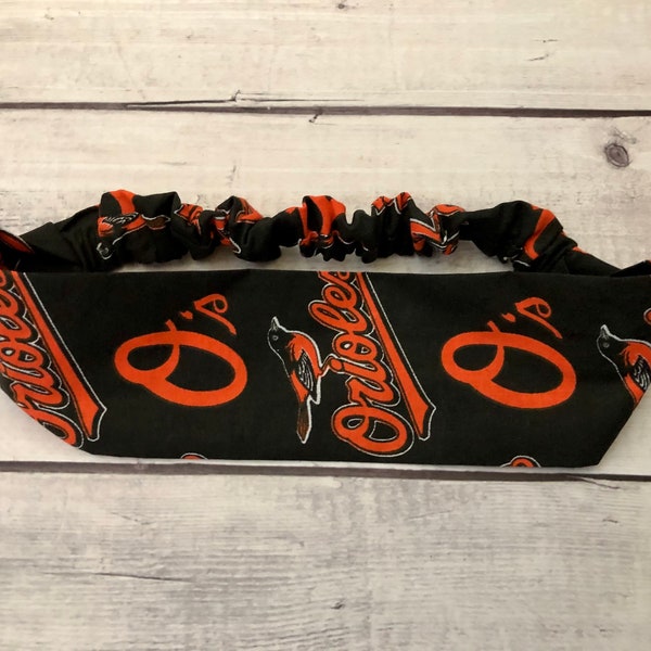 Baltimore Orioles Baseball Headband Stretch Elastic Adult Child Toddler Little Baby Girl Hair Hairband Headwrap Stretchy Buttons Mask Holder