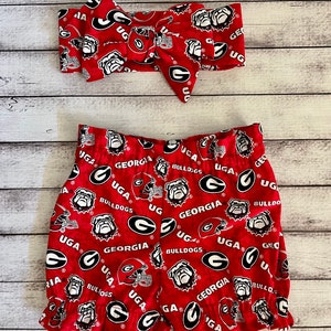 Georgia Bulldogs Inspired Football Bloomer Headwrap Headband Toddler Bows Big Bow Little Baby Girl Headwraps Shorts Newborn Bummies Diaper