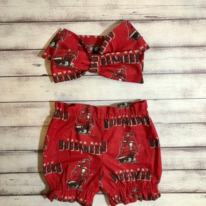 Tampa Bay Buccaneers Inspired Football Headwrap Team Headband Toddler Bows Big Bow Infant Little Baby Girl Headwraps Shorts Bummies Bloomer