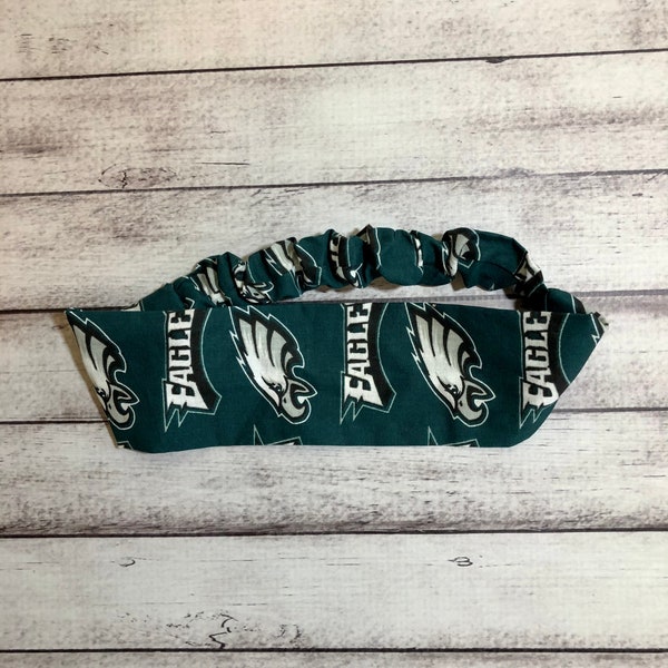 Philadelphia Eagles Football Headband Adult Child Toddler Elastic Stretchy Stretch Buttons Mask Holder Hair Band Headwrap Little Baby Girl