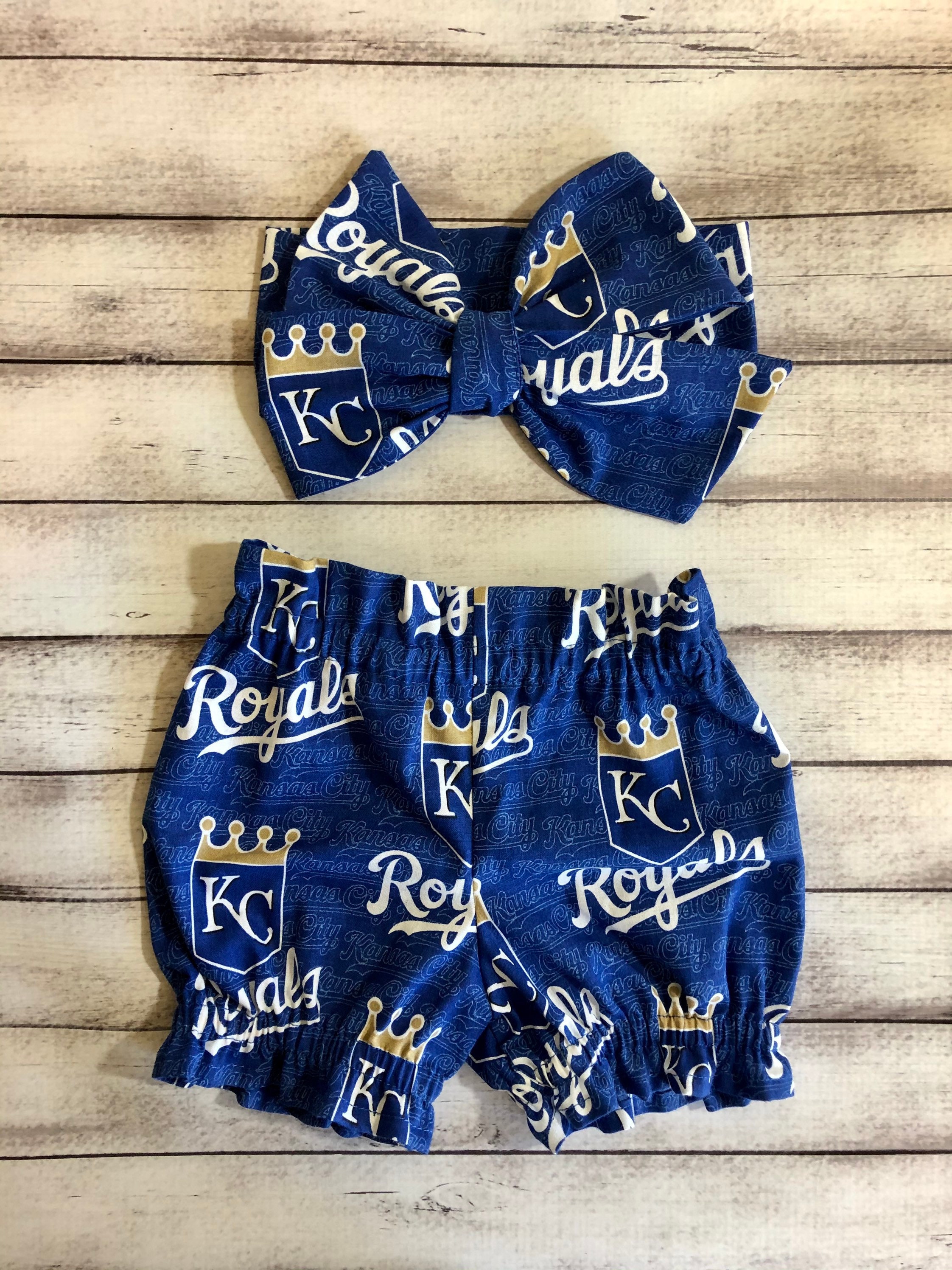 Kansas City Royals Inspired Headwrap Newborn Bloomer Bummies 