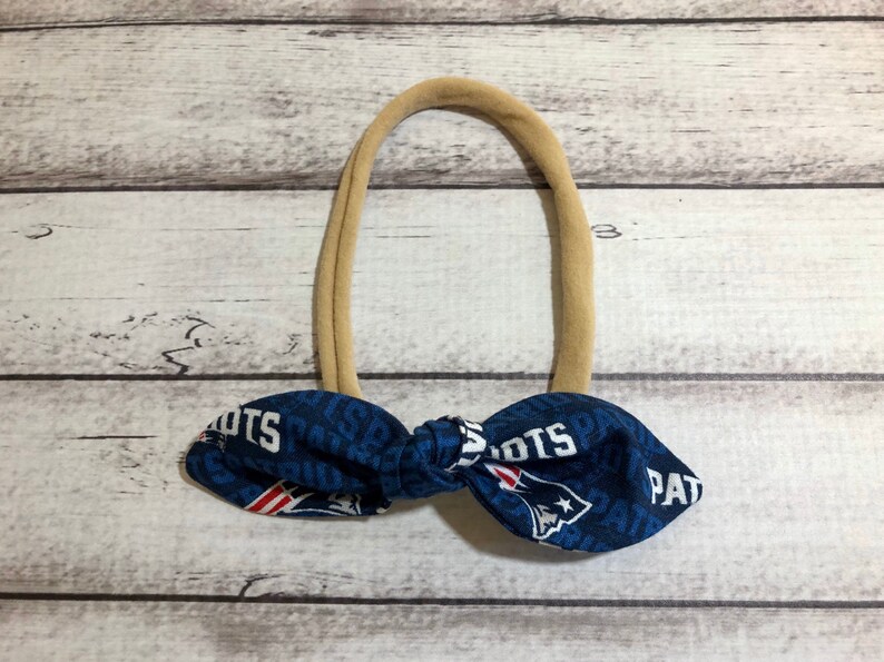 New England Patriots Football Elastic Nylon Stretch Knot Bow One Size Headband Little Baby Girl Toddler Bow Bows Infant Hair Accessories