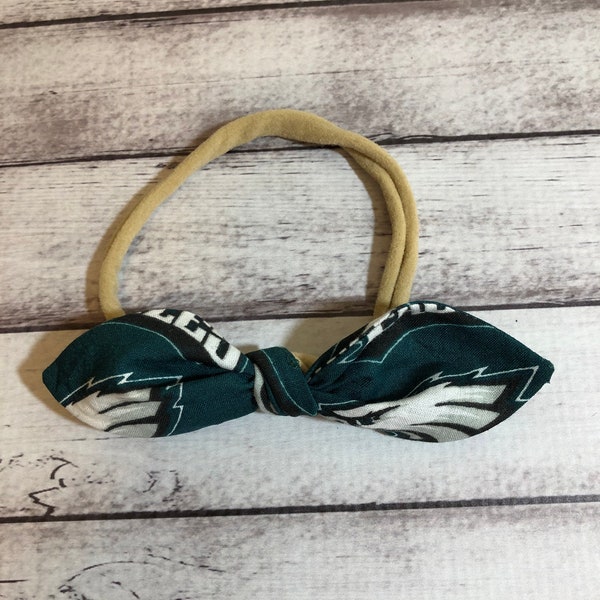 Philadelphia Eagles Football Elastic Nylon Stretch Knot Bow One Size Headband Little Baby Girl Toddler Bow Bows Infant  Hair Accessories