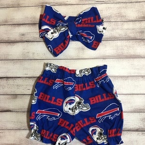 Buffalo Bills Inspired Football Headwrap Sports Headband Toddler Bows Big Bow Little Baby Girl Infant Headwraps Hair Bloomers Bummies Shorts