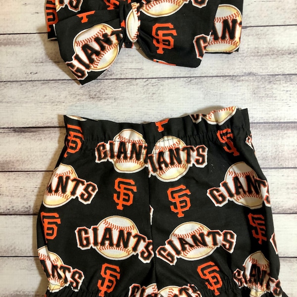 San Francisco Giants Baseball Headwrap Headband Toddler Bows Big Bow Infant Little Baby Girl Headwraps Shorts Bloomers Bummies