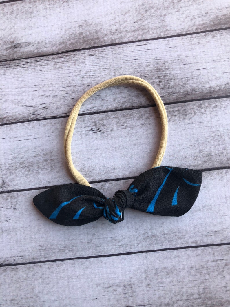 Carolina Panthers Football Elastic Nylon Stretch Knot Bow One Size Headband Little Baby Girl Toddler Bow Bows Infant Hair Accessories