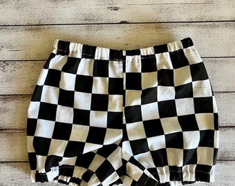 Car Racing Checkered Flag Final Lap Little Boy Bummies Shorts Diaper Cover Elastic Infant Toddler Baby Bloomer Boys