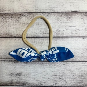 Detroit Lions Football Elastic Nylon Stretch Knot Bow One Size Headband Little Baby Girl Toddler Bow Bows Infant  Hair Accessories