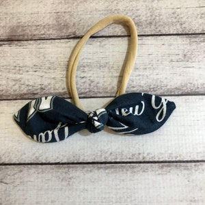 New York Yankees Baseball Elastic Nylon Stretch Knot Bow One Size Headband Little Baby Girl Toddler Bow Bows Infant  Hair Accessories