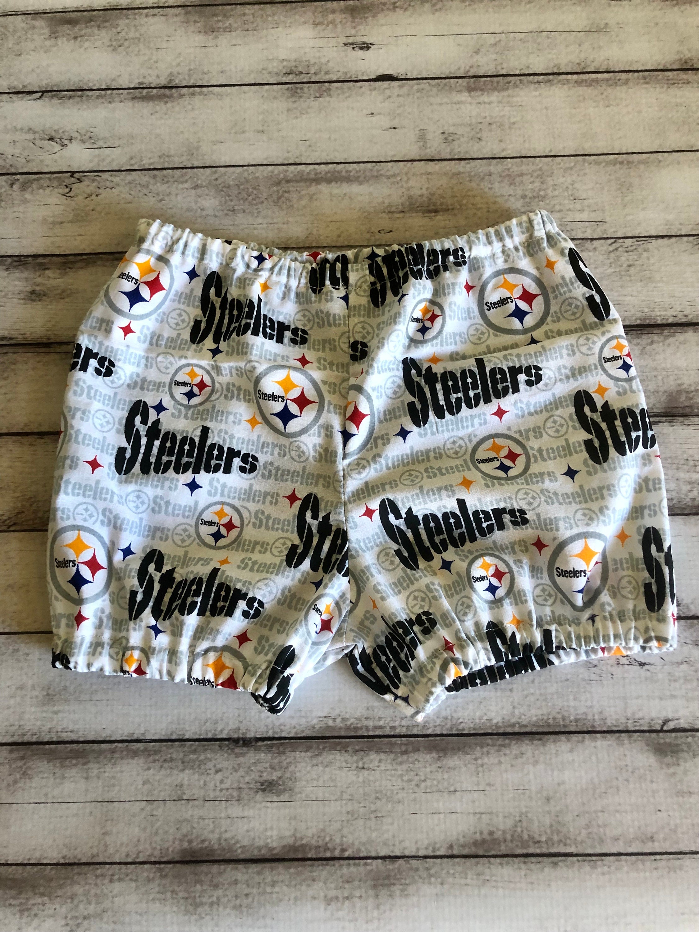 Pittsburgh Steelers Football Inspired Little Boy Bummies Shorts Diaper Cover Elastic Infant Toddler Baby Bloomer Bloomers Girl Girls Boys