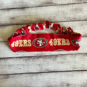 San Francisco 49ers Football Headband Adult Child Toddler Elastic Stretchy Stretch Headwrap Headband Accessories Buttons Mask Holder