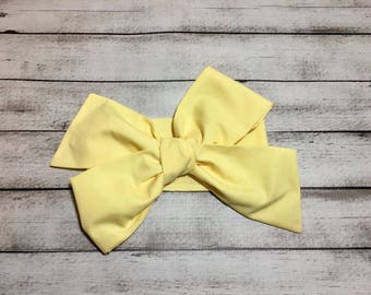 Yellow Headwrap Spring Baby Headband Toddler Bows Big Bow Infant Little Baby Girl Easter Turban Headwraps