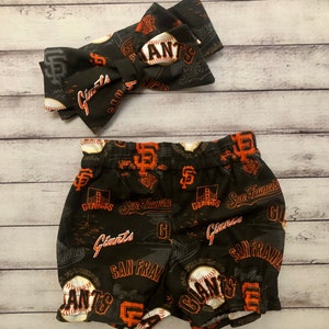 San Francisco Headwrap Giants Baseball Headband Toddler Bows Big Bow Infant Little Baby Girl Headwraps Newborn Shorts Bloomers Bummies