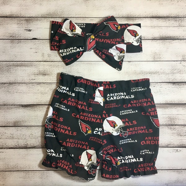 Arizona Cardinals Bloomer Headwrap Bloomers Football Little Baby Girl Toddler Bows Big Bow Infant Headband Shorts Bummies