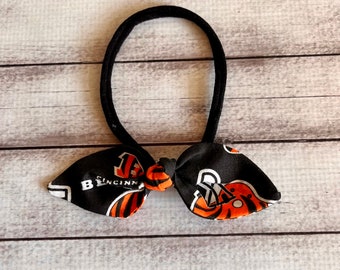 Cincinnati Bengals Football Elastic Nylon Stretch Knot Bow One Size Headband Little Baby Girl Toddler Bow Bows Infant Hair Accessories