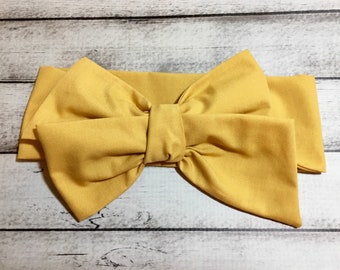 Mustard Headwrap Gold Toddler Bows Big Bow Headband Infant Little Baby Girl Turban Newborn Headwraps Headbands Babies Sale