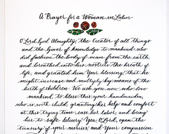 Printable: A Prayer for a Woman in Labor, Orthodox Christian Prayer,  Ancient Prayer, Calligraphy, Watercolor, 8x10