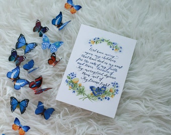 Miscarriage Gebetsdruck, Schwangerschaft und Säuglingsverlust, Mutterschaft, orthodoxes Gebet, Schmetterling, Buttertassen, Vergissmeinnunser, Blumenkranz
