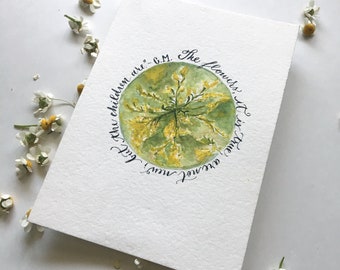 Charlotte Mason Print, "The Children are not new... but the flowers are.", Watercolor Goldenrod, Illustration, Calligraphy, Homeschooling
