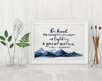 Be Kind, Philo of Alexandria, Art Print, Watercolor painting, Orthodox Christian Quote