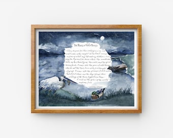 Wendell Berry Art Print – Peace of Wild Things – Kentucky Wildlife, Heron and Wood Drake