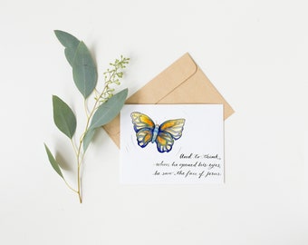 Miscarriage and Infant Loss Greeting Card {Boy}, Grief and Loss, Pregnancy, Motherhood, Butterfly, Little one, Watercolor, Christian art