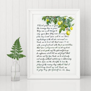 Morning Prayer, Met. Philaret of Moscow, Lemon tree, Watercolor, Calligraphy, Orthodox Prayer, Beginning the day, art print