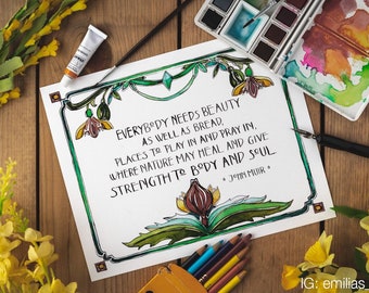 John Muir Art Print, Art Deco, Art Nouveau, Craftsman Style, Nature, Outdoors, Beauty, Watercolor, Mountain