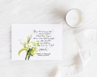 Mama Akathist, A Motherhood Prayer from the Akathist to the Mother of God, Orthodox Christian, Calligraphy, Handlettering, Calla Lily