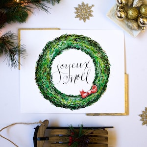 Joyeux Noel, Francés, Regalo de Navidad, Impresión de Adviento carta, Impresión de Natividad carta, Impresión de corona, Decoración de pared, Impresión de arte, 5x7, 8x10