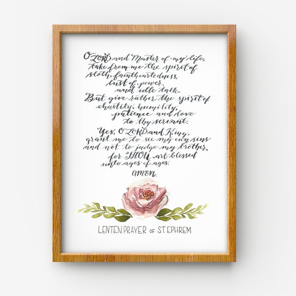 Lenten Prayer of St. Ephrem, Orthodox Christian, Lent, Wall Decor, Lettered Print, Art Print