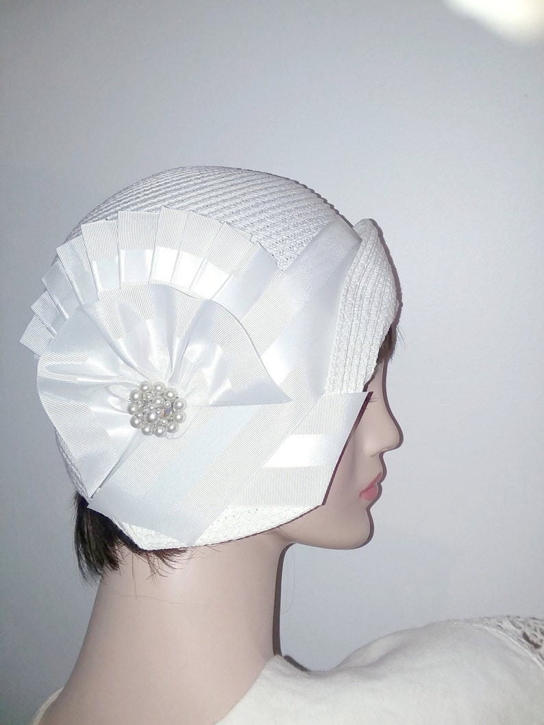 Vintage Inspired Wedding Accessories Cotton Straw flapper Gatsby summer cloche Downton Abbey hat Miss Fisher cloche $99.00 AT vintagedancer.com