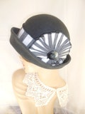 Custom Bowler cloche ~ Miss Fisher hat, Downton Abbey convertible brim