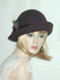 Convertible handmade wool and velvet bowler fedora - Downton Abbey Miss Fisher hat