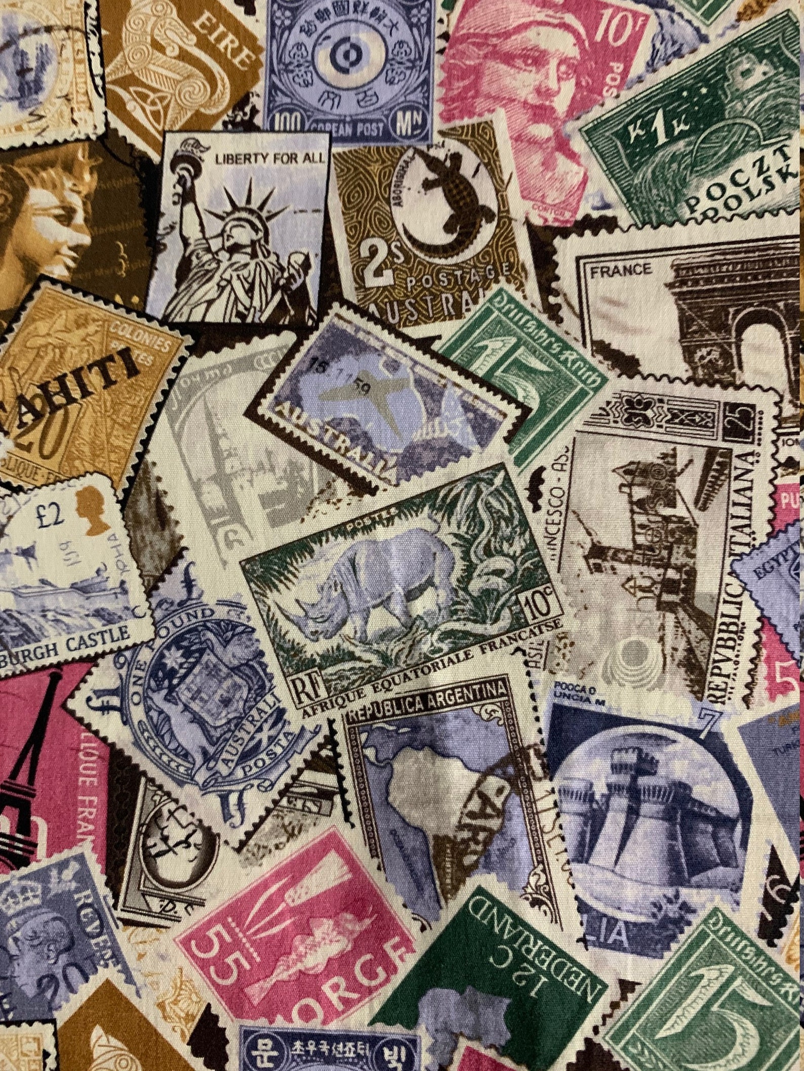 50 Metres Full Roll Stamps Travel Vacation Printed 100 Cotton Etsy