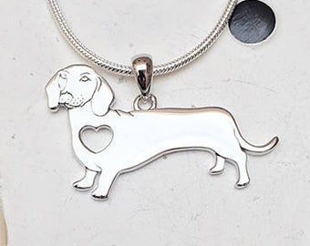 Dachshund Sterling Silver Charm Necklace - FREE SHIPPING