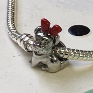 Labrador with Red Antlers Charm on a Silver Snake Bracelet - FREE SHIPPING