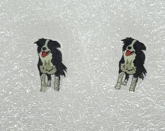 Border Collie Acrylic Stud Earrings - FREE SHIPPING