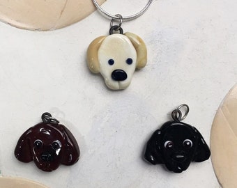 Labrador Glass Charm Necklace (Yellow, Brown, Black) - FREE SHIPPING