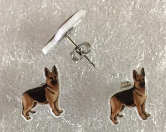 German Shepherd Acrylic Stud Earrings