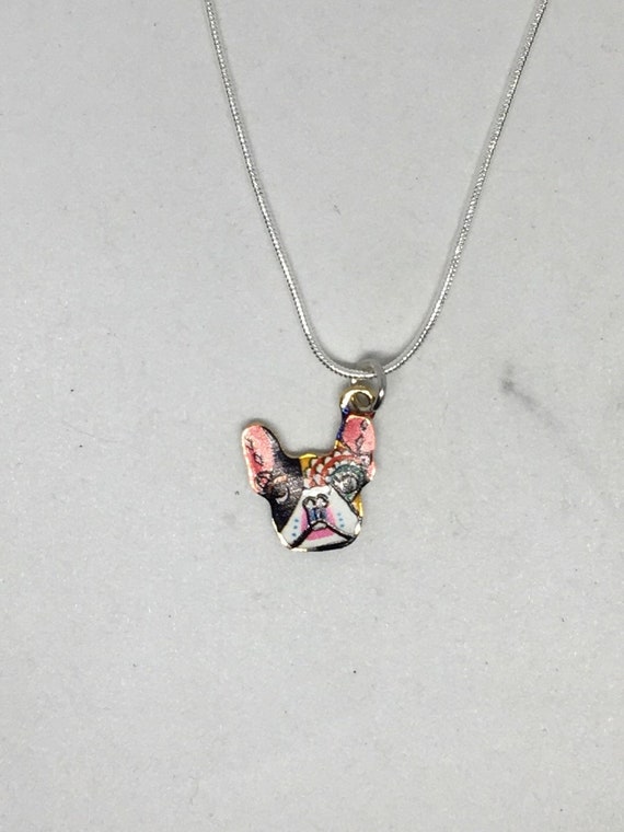 French Bulldog Small Enamel Charm Necklace FREE SHIPPING - Etsy Denmark